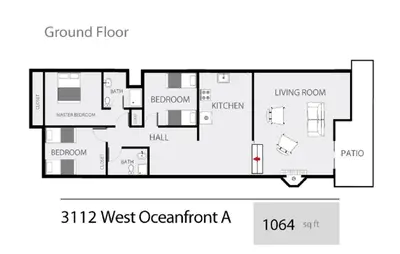 a floor plan of a west oceanfront at 3112 W Oceanfront A in Newport Beach