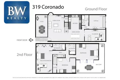 a plan of a floor plan of a house at 319 Coronado in Newport Beach