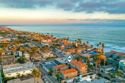 an aerial view of a city and the ocean at 1128 Tait Street, Unit D in Oceanside