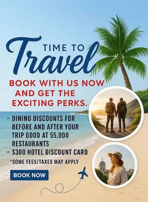a flyer for a travel book with us now and get the exciting permits at Diamond - Riviera Beach and Spa Resort 2bd in Dana Point