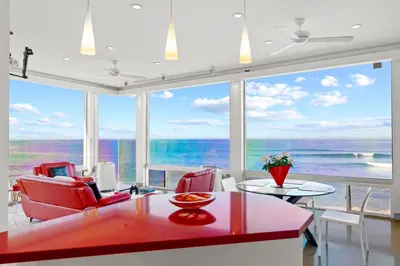 a living room with a view of the ocean at Jewel of La Jolla in San Diego