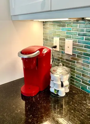 a red toilet sitting on a counter in a kitchen at Irvine Luxury 2Bedroom 2Bathroom Portola Springs in East Irvine