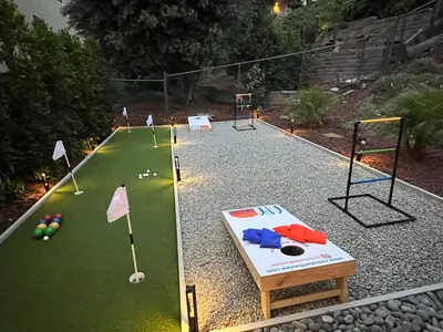 a miniature golf course with a table and golf balls at Lux Escape 2 • Views Hot Tub Games Mini Golf in San Diego