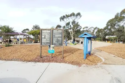 a sign in a park next to a sidewalk at SanDiego Insider's Coastal Bliss and Urban Wonders in San Diego