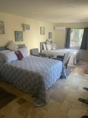 a bedroom with two beds and a couch at Casa Mesa PLUS attached Studio & private Courtyard in San Diego