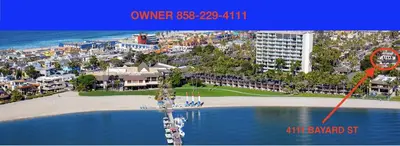 an aerial view of a beach and a resort at PACIFIC BEACH ESTATE water view in San Diego