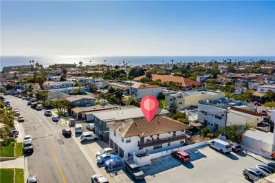 an aerial view of a town with a red balloon at Walk To Beach 2BR Top Location - AA in San Clemente