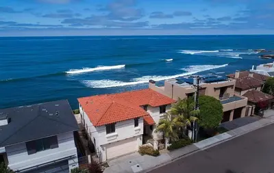 an aerial view of the ocean with houses at Oceanfront Paradise - Luxury, Fire Pit, Views in San Diego