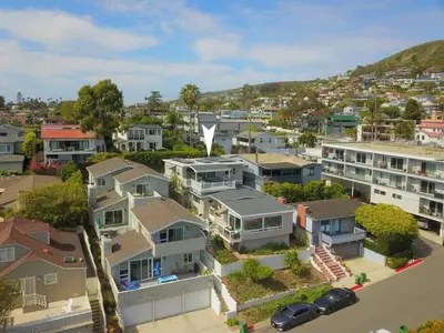 an aerial view of a city with houses at Laguna Beach House in Laguna Beach
