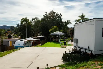 a view of a backyard with a gazebo at Bird of Paradise Retreat with stunning mountain views in El Cajon