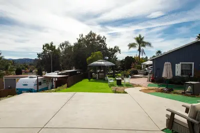 a patio with a gazebo in a yard at Bird of Paradise Retreat with stunning mountain views in El Cajon