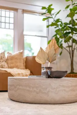 a coffee table in the middle of a living room at Gorgeous 2bd 2ba House - Balboa Park Zoo Downtown in San Diego