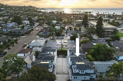 an aerial view of a residential neighborhood with houses at The Shores 8 in San Diego