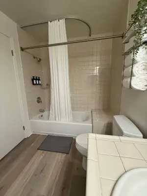 a bathroom with a tub and a toilet and a sink at San Diego Skyline in San Diego