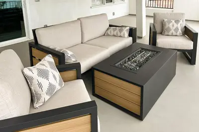 a living room with a couch and a table at Cozy Couples Escape! Walk to San Clemente Pier in San Clemente