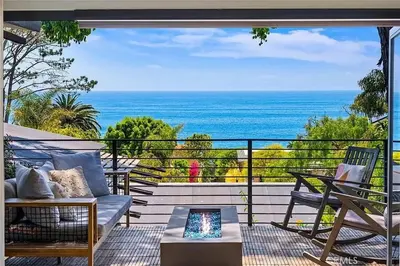 a patio with a view of the ocean at Laguna Beach Best Kept Secret Complete Ocean View in Laguna Beach