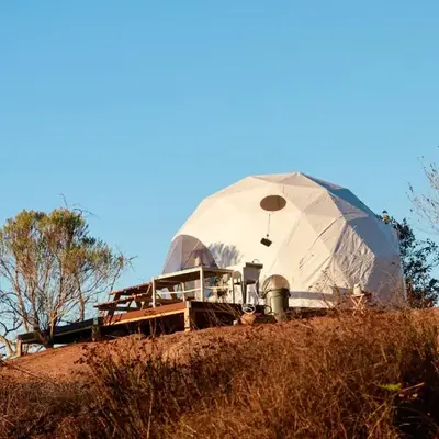 A Quiet Fireside Retreat in a Scenic Glamping Dome