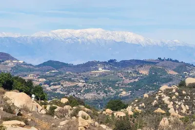 a view of a mountain range with mountains in the background at Cozy Dome Hideaway with Sweeping Sunrise View in Fallbrook