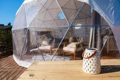 a igloo house with a vase on a table at Cozy Dome Hideaway with Sweeping Sunrise View in Fallbrook