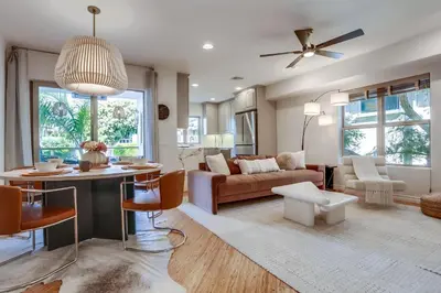 a living room with a couch and a table at Marine Dream in San Diego