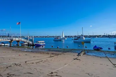 a group of boats docked in a harbor at Balboa Beach Getaway Steps2Sand Firepit BBQ in Newport Beach