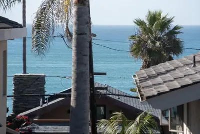 a palm tree with the ocean in the background at Outsite San Diego - Encinitas Avocado in Encinitas