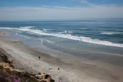 a beach with people walking on the sand and the ocean at Adventure Awaits - SUR15 in Solana Beach