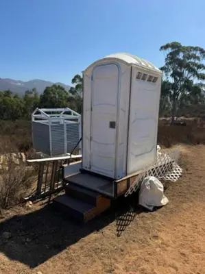 a mobile home on a trailer in the desert at Natures Nest in Poway