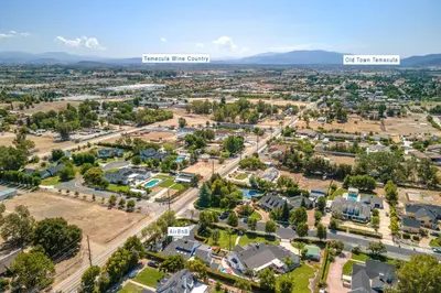 an aerial view of a town with houses at Hutchison Estate, Guest Suite 1 in Murrieta