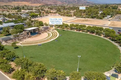 an overhead view of a large green park with a sign at Hutchison Estate, Guest Suite 1 in Murrieta