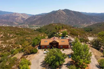 an aerial view of a house in the mountains at San Diego Getaway, Views Pool Hot Tub & Game Room in Valley Center