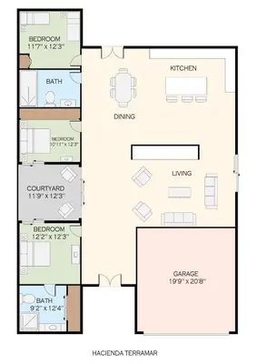 a floorplan of a house with two drawings at 5100 El Arbol in Carlsbad