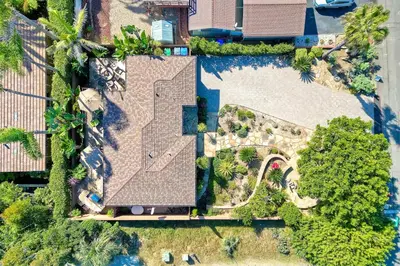 an overhead view of a house with a yard at 5285 Shore Drive in Carlsbad