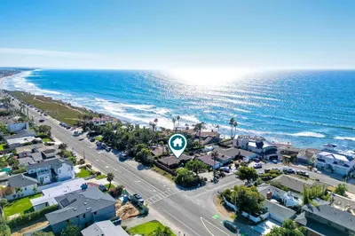 an aerial view of a city and the ocean at 5285 Shore Drive in Carlsbad