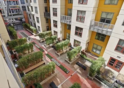 an overhead view of a courtyard in a city at Gaslamp 2 bed Penthouse Petco Park Convention Ctr in San Diego