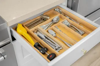 a drawer filled with utensils in a kitchen at Grand Luxury 4BD Estate in Irvine in Irvine