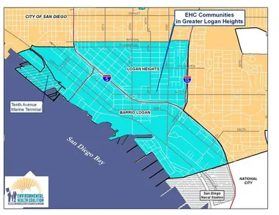 a map of the borough of greater loan heights at Historic Barrio Logan Bungalow in San Diego