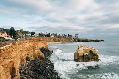 a view of a beach with rocks and the ocean at Hidden Gem 3Bed 3Ba Retreat Jacuzzi AC Balconies in San Diego