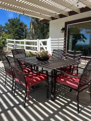 a black table and chairs on a patio at Temecula Wine Country Villa in Temecula