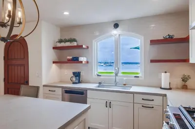 a kitchen with a sink and a window at Casa Hermosa in San Diego