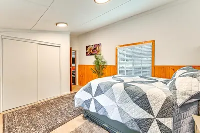 a bedroom with a bed and a window at Near Hiking and Mtn Biking Cozy Cabin in Mt Laguna! in Mount Laguna