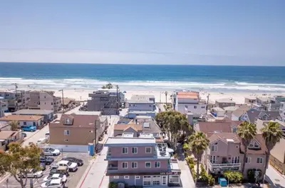an aerial view of a town with the beach at Sunrise Loft in San Diego