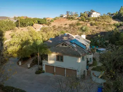 an overhead view of a house with a roof at Buena Creek Refuge - Family Resort Destination - Secure and Private - in Vista