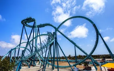 a roller coaster at a theme park at Entire Private Studio with 1 King Bed, Full Kitchen, Gated Yard, Available Now in Spring Valley