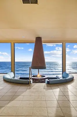 a living room with a view of the ocean at Charming Coastal Retreat in Solana Beach in Solana Beach