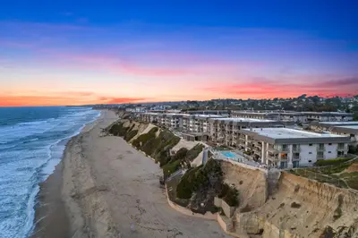 an aerial view of a resort on the beach at Charming Coastal Retreat in Solana Beach in Solana Beach