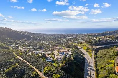 an aerial view of a city with the ocean at Oceanview Luxe Retreat with Rooftop in San Diego