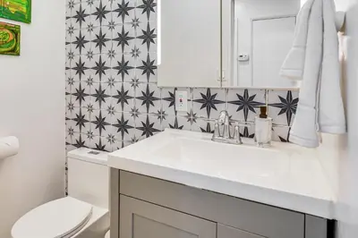 a bathroom with a sink and a toilet at Home 3 Miles to Balboa Park and San Diego Zoo! in San Diego