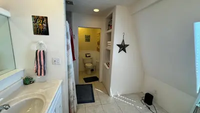 a bathroom with a sink and a toilet at Julian Barn-Partment in Santa Ysabel
