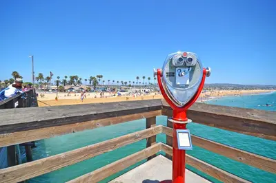 a meter on a pier next to the beach at Updated 3Br W Oceanview Rooftop Deck, Steps To The Beach By Beachview Rentals in Newport Beach